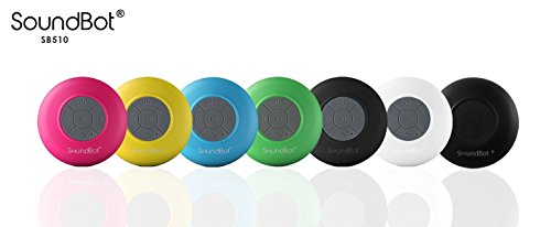 Soundbot SB510 HD Water Resistant Bluetooth Shower Speaker, Handsfree Portable Speakerphone with Built-in Mic, 6hrs of Playtime, Control Buttons and Dedicated Suction Cup for Showers (White)