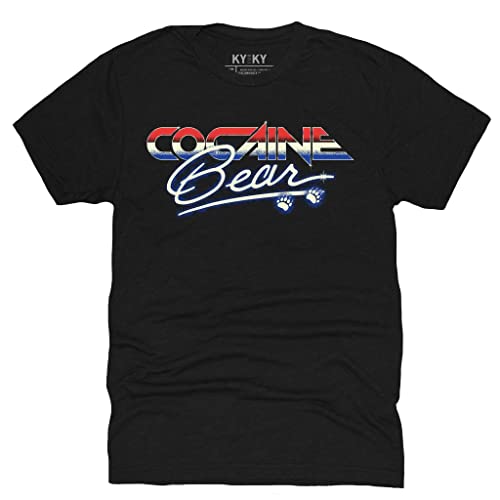 Cocaine Bear Chrome 80s Retro T-Shirt - Large Black