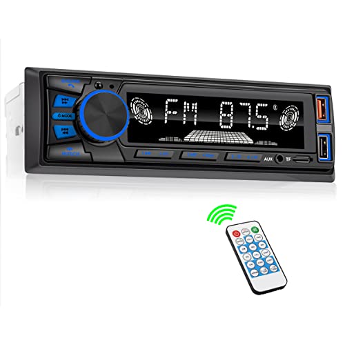 Car Radio Bluetooth Single DIN Car Stereo Audio, MP3 Player Car Stereo 1 DIN with Bluetooth Handsfree/ FM/ Dual USB/ TF/ AUX/ EQ/ Quick Charge, with Wireless Remote Control
