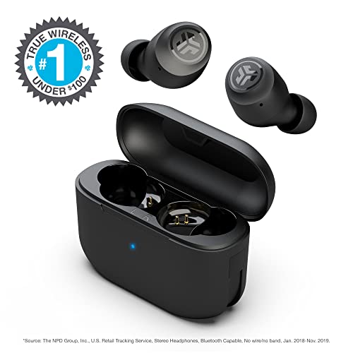JLab Go Air Pop True Wireless Bluetooth Earbuds + Charging Case | Black | Dual Connect | IPX4 Sweat Resistance | Bluetooth 5.1 Connection | 3 EQ Sound Settings Signature, Balanced, Bass Boost