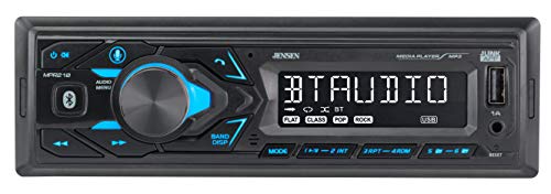 JENSEN MPR210 7 Character LCD Single DIN Car Stereo Receiver | Push to Talk Assistant | Bluetooth Hands Free Calling & Music Streaming | AM/FM Radio | USB Playback & Charging | Not a CD player