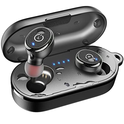 TOZO T10 Bluetooth 5.3 Wireless Earbuds with Wireless Charging Case IPX8 Waterproof Stereo Headphones in Ear Built in Mic Headset Premium Sound with Deep Bass for Sport Black (Upgraded)