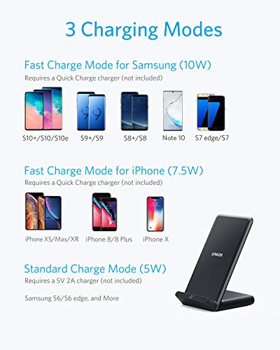 Anker 2 Pack 313 Wireless Charger (Stand), Qi-Certified for iPhone 12, 12 Pro Max, SE, 11, 11 Pro, 11 Pro Max, XR, XS Max, 10W Fast-Charging Galaxy S20, S10 (No AC Adapter)