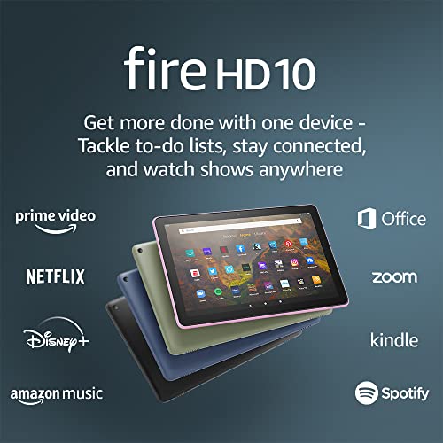 Amazon Fire HD 10 tablet, 10.1", 1080p Full HD, 32 GB, latest model (2021 release), Lavender