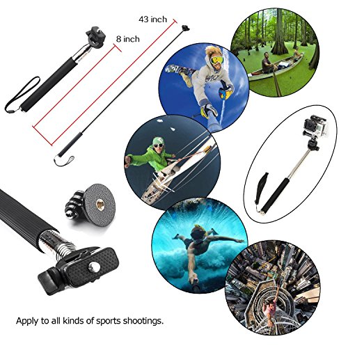 VVHOOY 3 in 1 Universal Action Camera Accessories Kit - Head Strap Mount/Chest Harness/Selfie Stick Compatible with Gopro Hero 11 10 9 8 7 6 5/AKASO EK7000/V50/Brave 7/Dragon Touch Action Camera