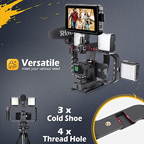 Zeadio Video Action Handheld Stabilizer with Smartphone Video Rig for All Camera Action Camera Camcorder and Smartphones