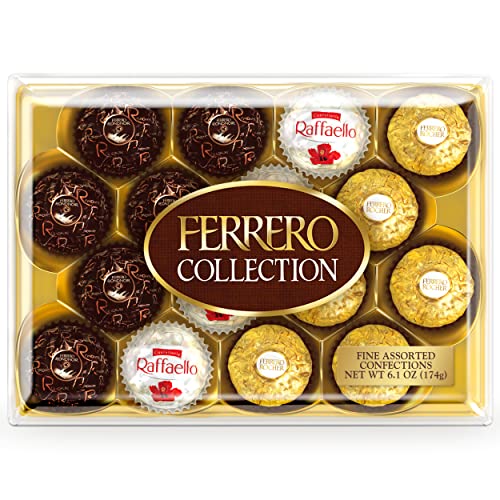 Ferrero Collection Premium Gourmet Assorted Hazelnut Milk Chocolate, Dark Chocolate And Coconut, Mother's Day Gift, 6.1 oz, 16 Count